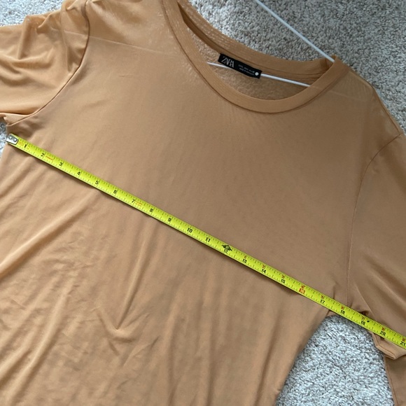 ZARA Long Sleeve Mesh Top with Lettuce Trim Hem - Picture 5 of 5